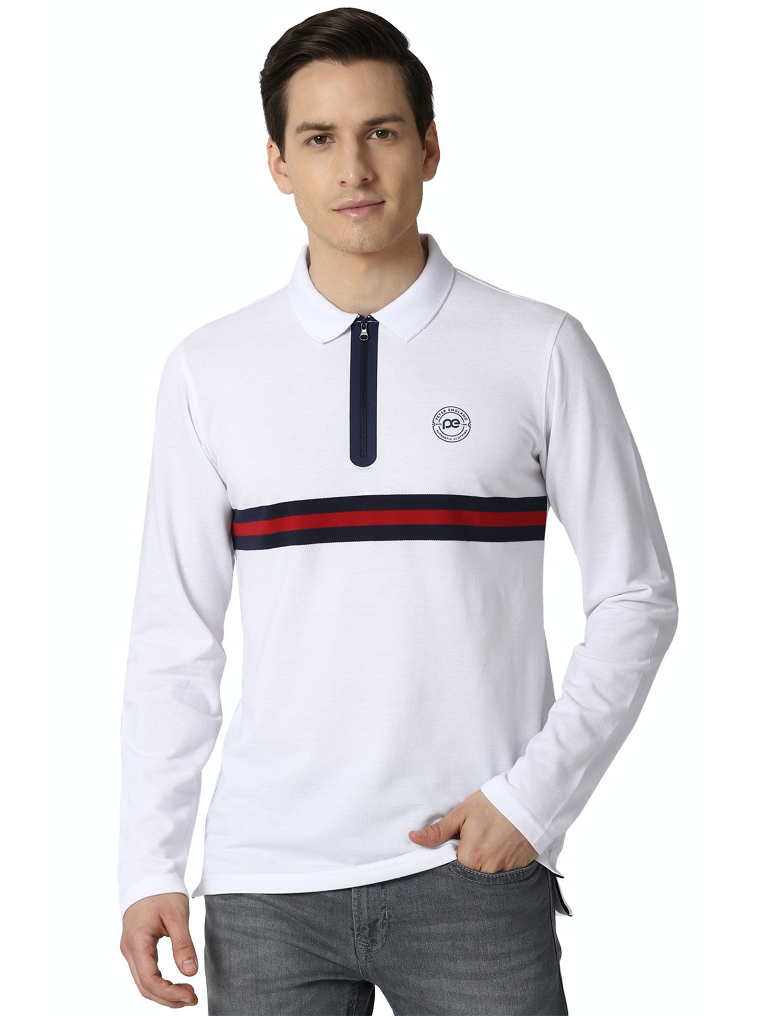 Buy Peter England Men White Polo Polo 