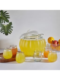 HomeTown - Fiesta Glass Pumpkin Dispenser Party Pack Set Of 8 In Transparent Colour