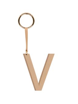 TANN TRIM - Beige Letter Bag Charm Letter V