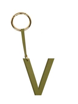 TANN TRIM - Olive Letter Bag Charm Letter V