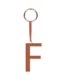 TANN TRIM - Brown Letter Bag Charm Letter F