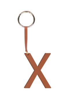 TANN TRIM - Brown Letter Bag Charm Letter X
