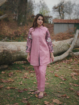 KAFTANIZE - Lilac Embroidered Applique Co-Ord (Set of 2)