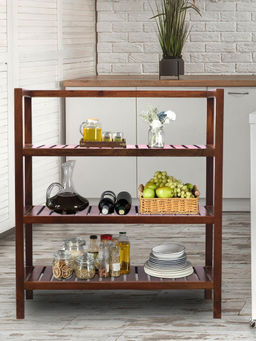 Metalsmith - 4 Shelves Kitchen Rack Mango Wood 4 Tier Organizer For Kitchen, Multipurpose Racks
