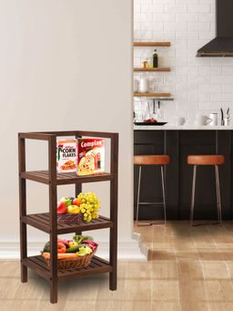Metalsmith - 4 Shelves Kitchen Rack Mango Wood 4 Tier Organizer For Kitchen, Multipurpose Racks