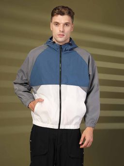 CHKOKKO - Men Blue Polyester Stylish Zipper Winter Sports Jacket