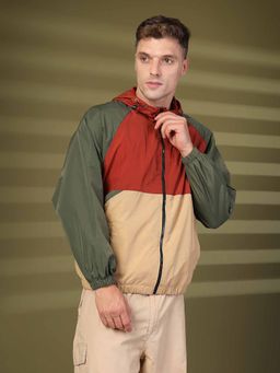 CHKOKKO - Men Red Polyester Stylish Zipper Winter Sports Jacket