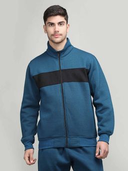 CHKOKKO - Men Blue Winter Sports Zipper Stylish Jacket