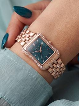 Carlton London - Vivienne Teal Rectangle Dial Women Watch