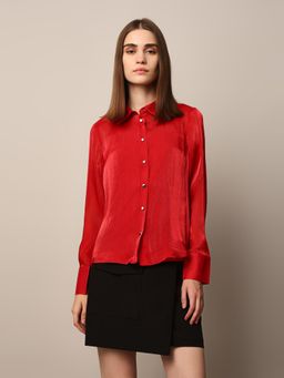 ONLY - Red Satin Shirt