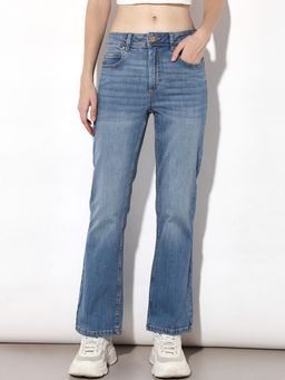ONLY - Blue High Rise Flora Wide Jeans