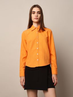 ONLY - Orange Textured Shirt