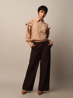 ONLY - Brown Bow Knot Detail Shirt