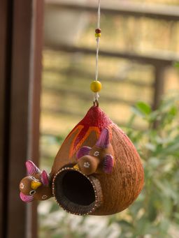 ExclusiveLane - 'Cuckoo Family' Handmade Bird House In Terracotta