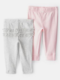 Carter's - Baby Girl Multi-Color Ruffle-Detail Cotton Joggers (Pack of 2)