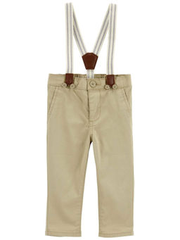 Oshkosh B'gosh - Baby Boy Beige Twill Suspender Pant