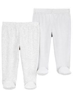 Carter's - Kids Grey Organic Cotton Rib Footed Pants (Pack of 2)