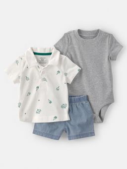 Carter's - Baby Boy Multi-Color Pickleball Polo T-shirt & Onesie with Shorts