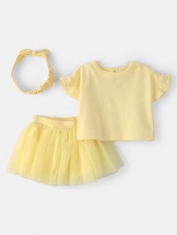 Carter's - Baby Girl Yellow Top & Skorts with Hairband