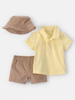 Carter's - Baby Boy Yellow Polo T-shirt & Shorts with Hat
