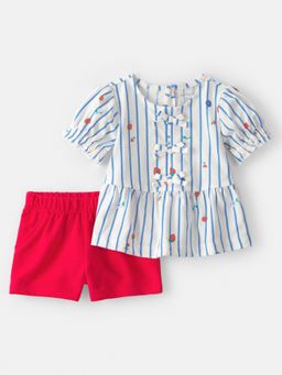 Carter's - Baby Girl White Strawberry Top & Shorts