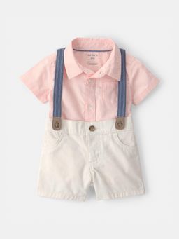 Carter's - Baby Boy Pink Onesie & Dungaree