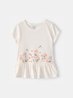 Oshkosh B'gosh - Girls White Floral Embroidered Top