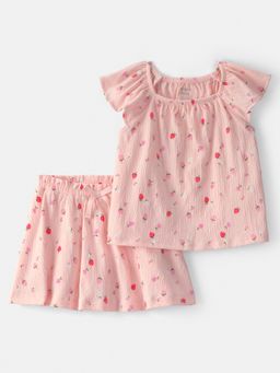 Carter's - Girls Pink Strawberry Top & Skort