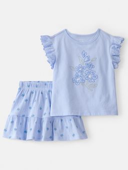Carter's - Girls Blue Floral Top & Skort
