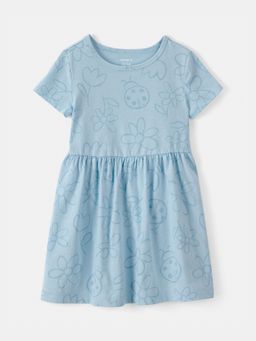 Carter's - Girls Blue Floral Ladybug Dress