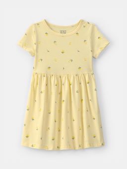 Carter's - Girls Yellow Printed Knit Dress