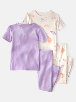 Carter's - Girls Multi-Color Space Constellation Cotton T-shirts & Pyjamas (Pack of 2)