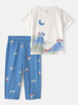 Carter's - Boys White Construction Loose Fit T-shirt & Pyjama