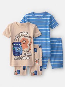 Carter's - Boys Multi-Color Striped Cotton T-shirts & Shorts (Pack of 2)