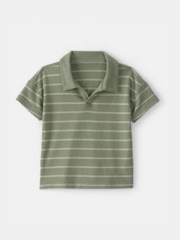 Oshkosh B'gosh - Boys Green Striped Polo T-shirt