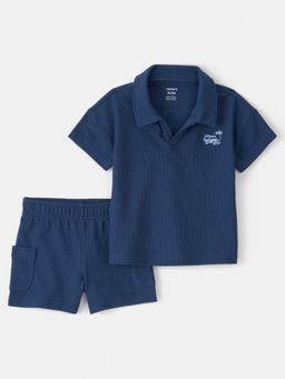 Carter's - Boys Navy Blue Solid Co-Ord Set