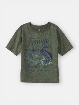 Oshkosh B'gosh - Boys Green Fishing Club Graphic T-shirt