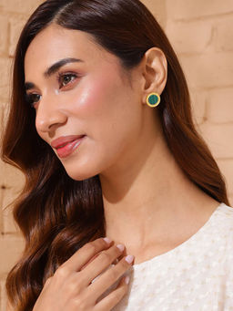 Fabindia - Green Metal Stud Earrings