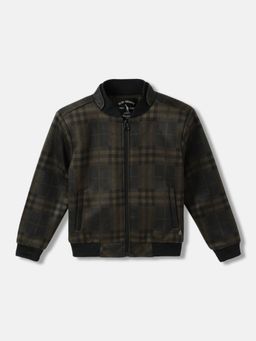 Blue Giraffe - Boys Checked Stand Collar Full Sleeves Jacket