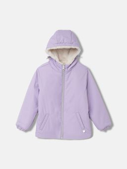 Blue Giraffe - Girls Solid Hooded Full Sleeves Jacket