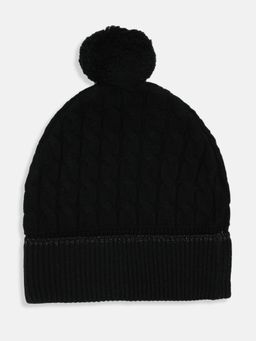 ELLE - Girls Black Solid Beanie Cap