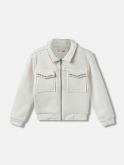 ELLE - Girls Solid Shirt Collar Full Sleeves Jacket