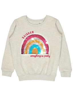 Bodycare - Girls Round Neck Full Sleeves Sweatshirt Melange Acru