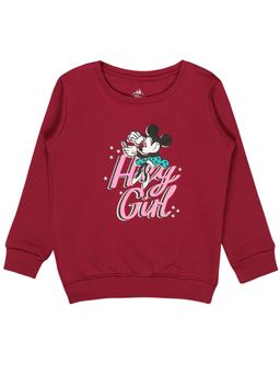 Bodycare - Girls Minnie & Friends Printed Sweatshirt Maroon