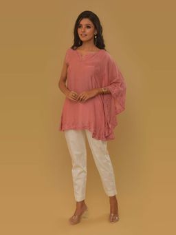 UNDYED - Pink Chikankari Cotton Silk Kaftan Top