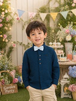 Blabber - Boys Blue Polycotton Solid Shirt with Bow