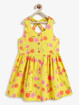 Campana - Girls Yellow Cotton Floral Dress