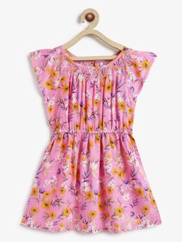 Campana - Girls Pink Rayon Floral Dress