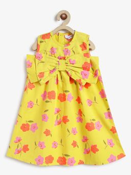 Campana - Girls Yellow Cotton Floral Dress