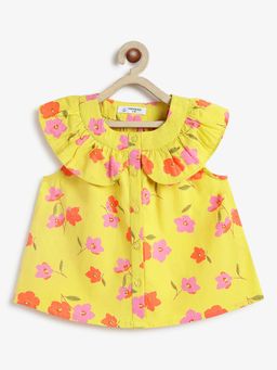 Campana - Girls Yellow Cotton Floral Top